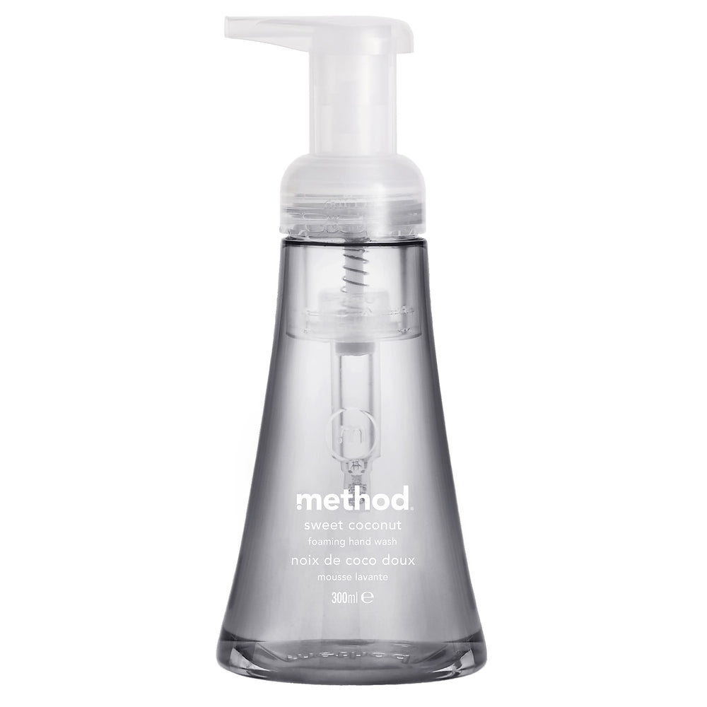 Method sweet water foaming hand wash in a clear pump bottle on a white background.