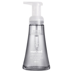 Method sweet water foaming hand wash in a clear pump bottle on a white background.