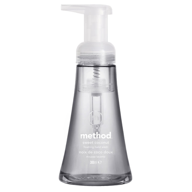 Method sweet water foaming hand wash in a clear pump bottle on a white background.