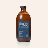 MossBoss Tonic Lion's Mane & Blueberry Limited Edition, 500ml glass bottle featuring Wild Irish Sea Moss, apple cider vinegar, ginger, and lemon.