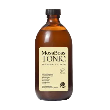 MossBoss Tonic Turmeric & Ginger, a food supplement produced in Ireland, 500ml.