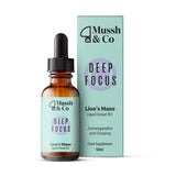 Mussh & Co Deep Focus Lion's Mane liquid extract bottle and box.