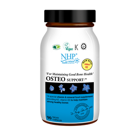 NHP Osteo Support capsules by Dr Marilyn Glenville for bone density and skeletal strength with Calcium Magnesium and Vitamin D3 90 capsules.