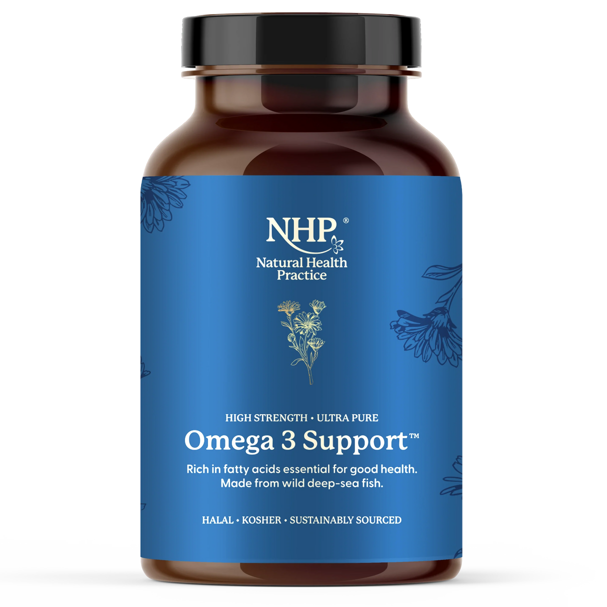 NHP Omega 3 Support high-strength, ultra-pure fatty acids from fish.