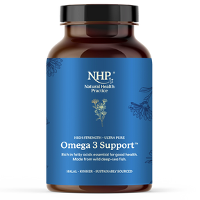 NHP Omega 3 Support high-strength, ultra-pure fatty acids from fish.