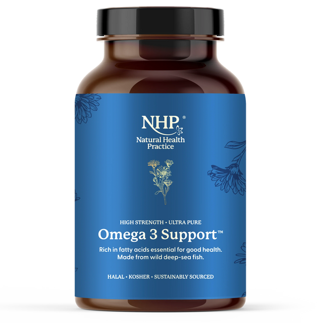 NHP Omega 3 Support high-strength, ultra-pure fatty acids from fish.