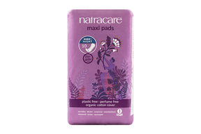 Natracare night time organic cotton maxi pads 10 count pack.