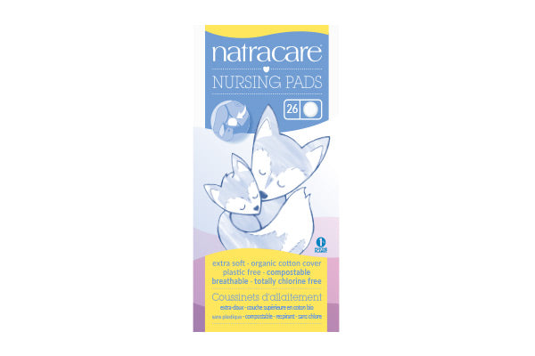 Natracare nursing pads 26 count product box.
