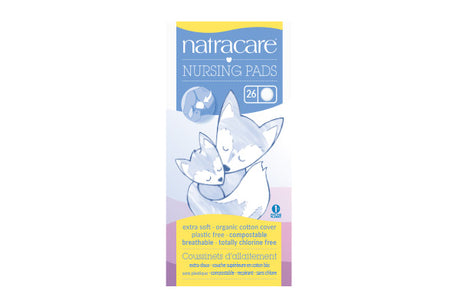 Natracare nursing pads 26 count product box.
