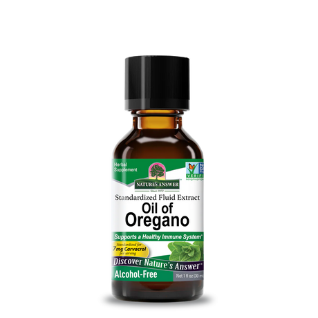 Method sweet coconut foaming hand wash in a grey-tinted pump bottle, followed by a bottle of Nature's Answer alcohol-free Oil of Oregano extract.