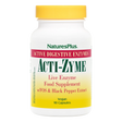 Nature's Plus Acti-Zyme digestive aid vegan capsules with activated enzymes for bloating and nutrient absorption support.