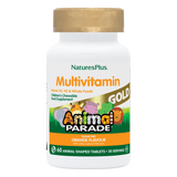 Nature's Plus Animal Parade Gold children's chewable multivitamin 120 orange tablets with probiotics and Vitamin K2 for immune and bone support.
