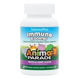 Nature's Plus Animal Parade Immune Booster children's chewable 90 tablets tropical berry flavour with Elderberry and Zinc for immune support.