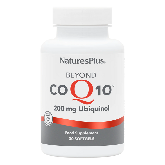 Nature's Plus Beyond CoQ10 200mg 60 softgels maximum strength Ubiquinol supplement for heart health and cellular energy support.
