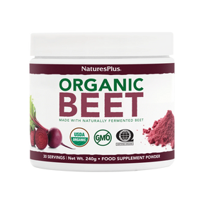 Nature's Plus Organic Beet Powder 150g pure whole food supplement for circulation energy and cardiovascular support.