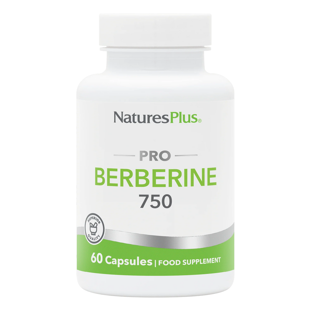 Nature's Plus Pro Berberine 750mg 60 vegan capsules high potency supplement for blood sugar and metabolic support.