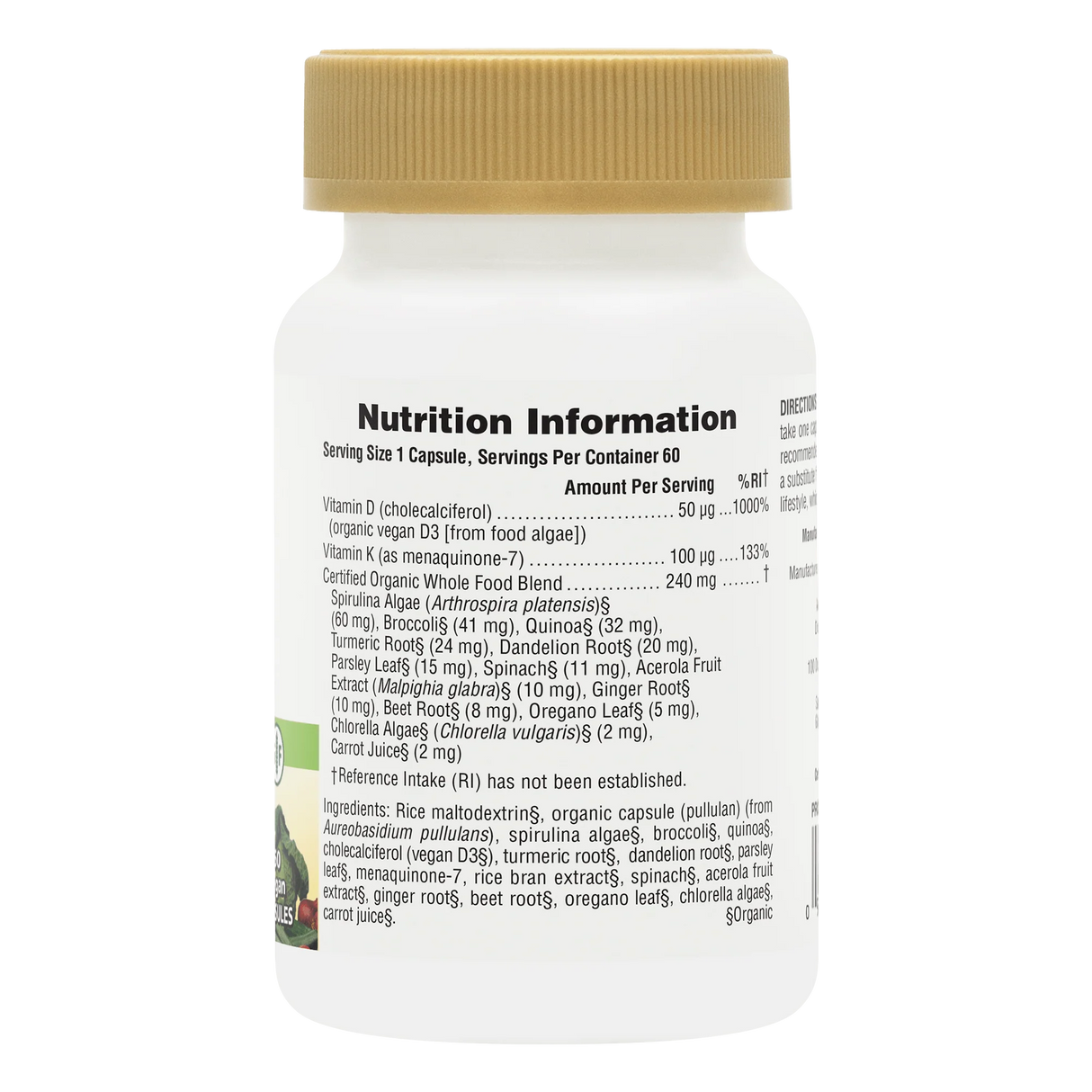 NaturesPlus Source of Life Garden Vitamin D3 & K2 – 60 Vegan Capsules
