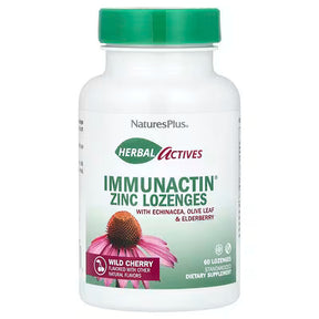 Nature's Plus ImmunActin Zinc Lozenges for immune support and throat relief Wild Cherry 60 lozenges.