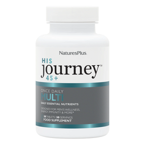 NaturesPlus His Journey 45+ supplement bottle on a white background