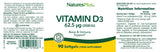 Natures Plus Vitamin D3 2500 IU Softgels