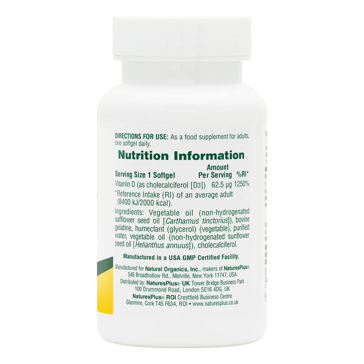 Natures Plus Vitamin D3 2500 IU Softgels