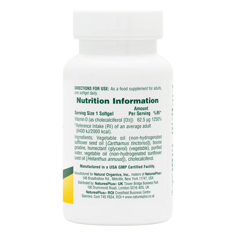 Natures Plus Vitamin D3 2500 IU Softgels