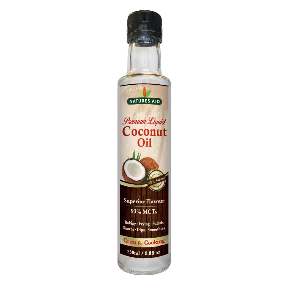 Natures Aid Premium Liquid Coconut Oil (250ml) for cooking.