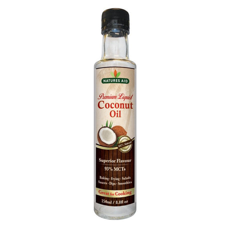 Natures Aid Premium Liquid Coconut Oil (250ml) for cooking.