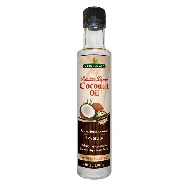 Natures Aid Premium Liquid Coconut Oil (250ml) for cooking.