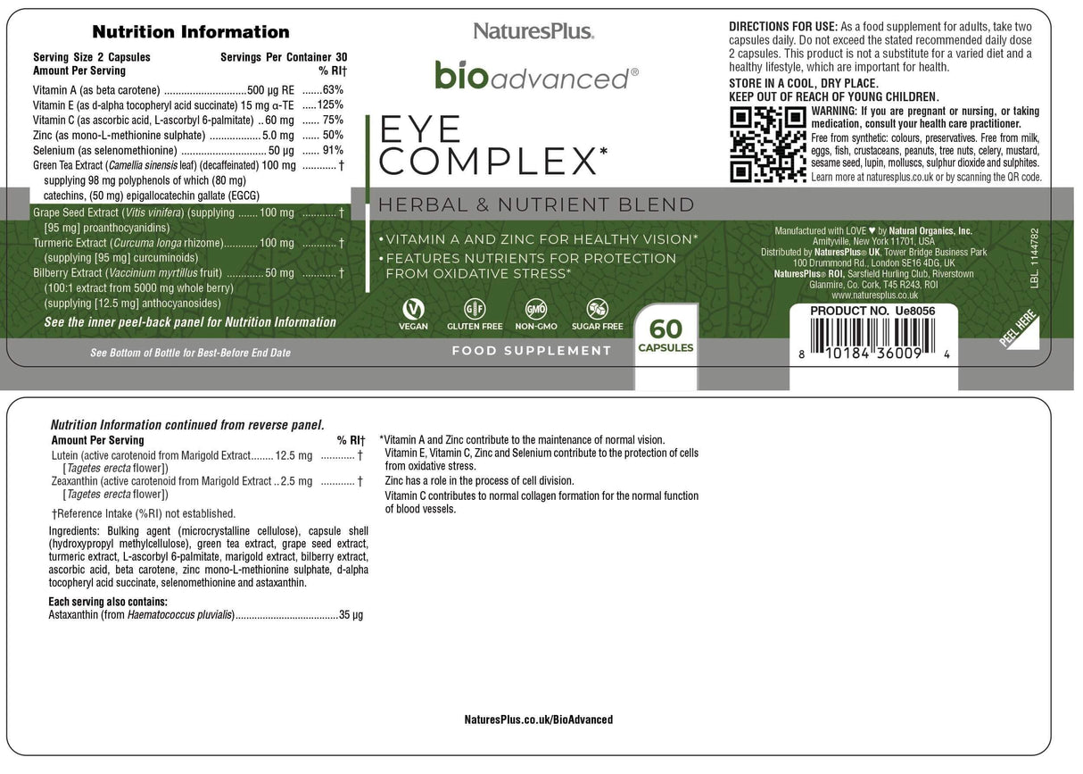 Nature’s Plus BioAdvanced Eye Complex 60 caps