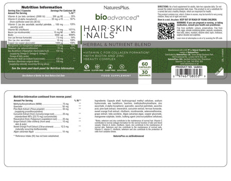 Nature’s Plus BioAdvanced Hair, Skin and Nails – 60 Capsules