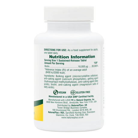 Natures Plus Biotin 10,000mcg – 90 Tablets