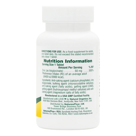 Natures Plus Zinc 50mg - 90 tabs