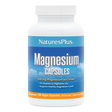 Complete label for NaturesPlus Magnesium Powder in pink lemonade flavor, showing 400mg magnesium as citrate per serving, 60 servings, and product benefits.