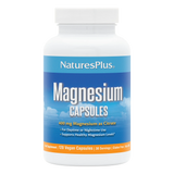 Complete label for NaturesPlus Magnesium Powder in pink lemonade flavor, showing 400mg magnesium as citrate per serving, 60 servings, and product benefits.