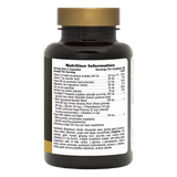 Back label of NaturesPlus T MALE supplement bottle showing nutrition facts, serving size of 2 capsules, specialized nutrient blend including Fenugreek and Zinc, and a full list of ingredients.