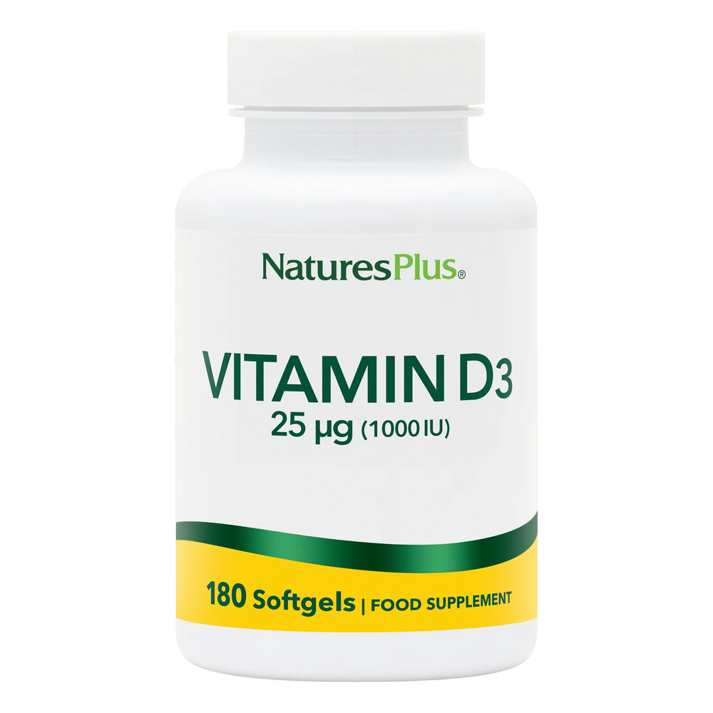 NaturesPlus Vitamin D3 supplement bottle on a white background