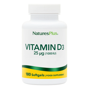 NaturesPlus Vitamin D3 supplement bottle on a white background