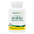 NaturesPlus Vitamins D3 & K2 supplement bottle on a white background