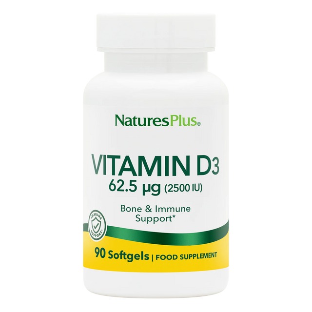 NaturesPlus Vitamin D3 supplement bottle on a white background