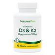 NaturesPlus Vitamins D3 & K2 supplement bottle on a white background