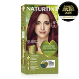 Naturtint Permanent Hair Colour Gel in 5R Fire Red, featuring 100% grey coverage and an ammonia-free formula.