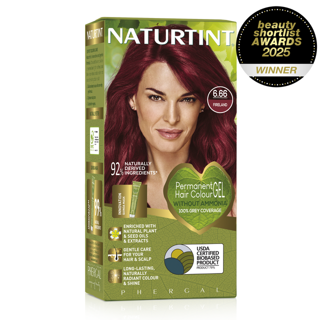 Naturtint Permanent Hair Colour Gel in 6.66 Fireland, featuring 100% grey coverage and an ammonia-free formula.