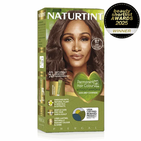 Naturtint Permanent Hair Colour Gel in 6.7 Dark Chocolate Blonde, featuring 100% grey coverage and an ammonia-free formula.