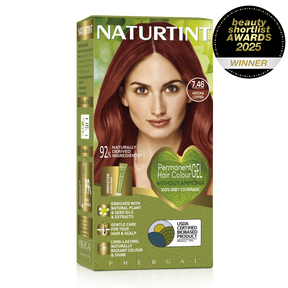 Naturtint Permanent Hair Colour Gel in 7.46 Arizona Copper, featuring 100% grey coverage and an ammonia-free formula.