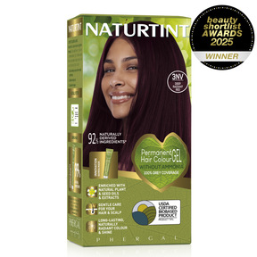 Naturtint Permanent Hair Colour Gel in 3NV Deep Radiant Red, featuring 100% grey coverage and an ammonia-free formula.