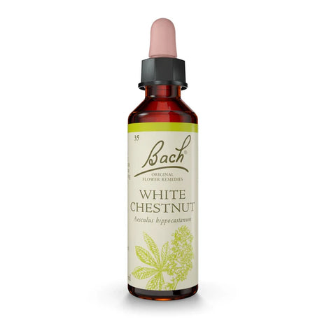 Bach Original Flower Remedies White Chestnut dropper bottle with a floral label.