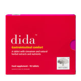 Product box of New Nordic Dida, a gastrointestinal comfort food supplement containing cinnamon and natural herbal extracts, 90 tablets.