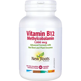 New Roots Herbal Vitamin B12 Methylcobalamin 1,000 mcg supplement vegetable capsules white jar.