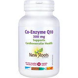 New Roots Herbal Co-Enzyme Q10 300mg cardiovascular health supplement capsules white jar.